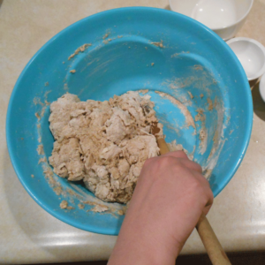 mixing the viking bread